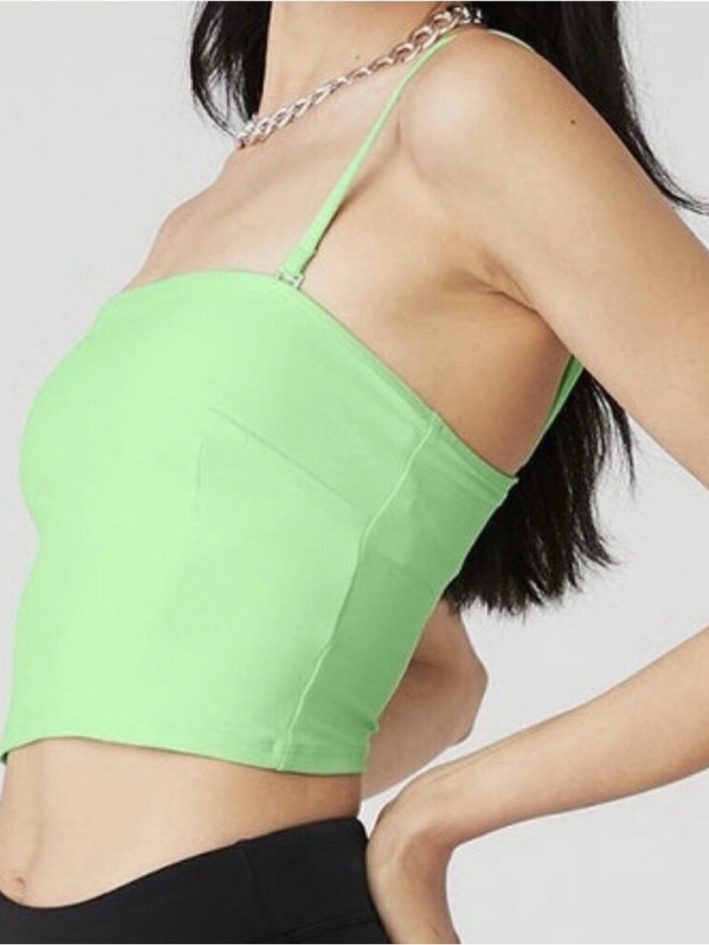 ALO Yoga Alosoft Convertible Bandeau Neon Green Size M Tank Pilates Pickleball